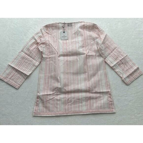 UNTUCKit Durfort Tunic Blouse 3/4 Sleeve Striped Pattern White Pink Size 6 NEW - Picture 2 of 7